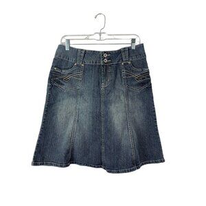 Rewind Women's Flare Denim Jean Skirt